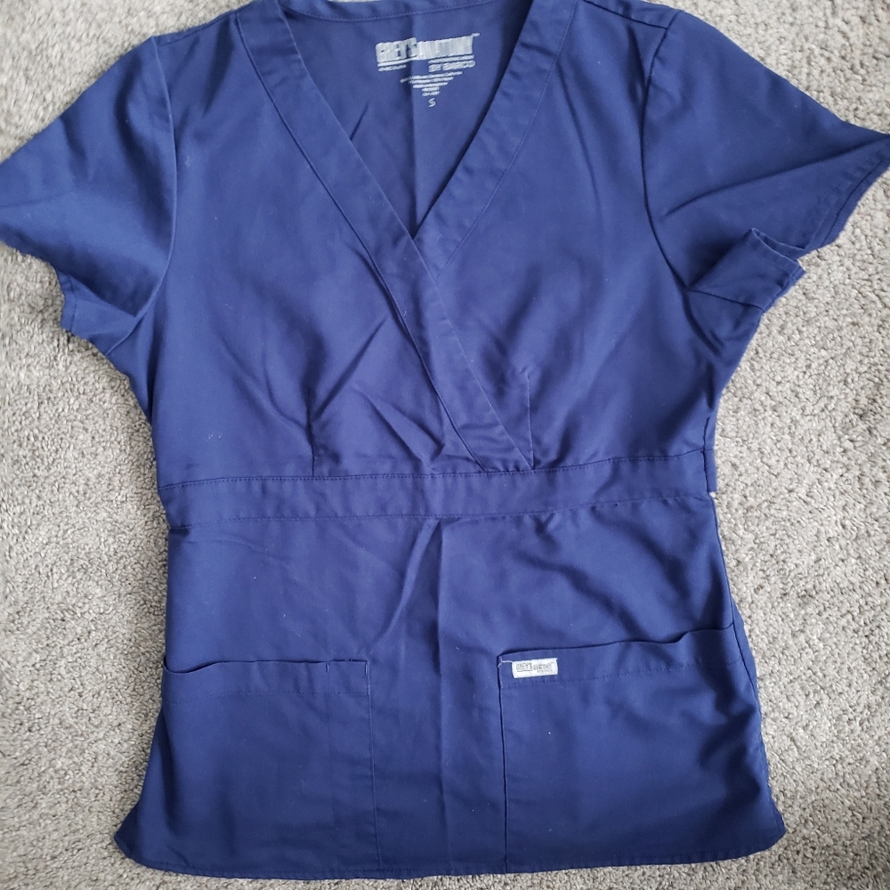 Grey's Anatomy V-neck navy scrub top